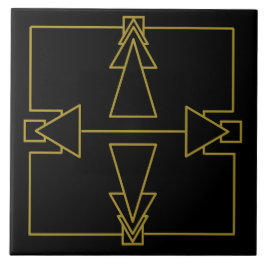 Art Deco Double Arrow Tile Gold und Black Fliese