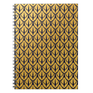 Art Deco Drachen-Schuppen - Blaue und goldene Schu Notizblock