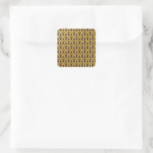 Art Deco-Drachenschuppen - Blaue und goldene Schup Quadratischer Aufkleber