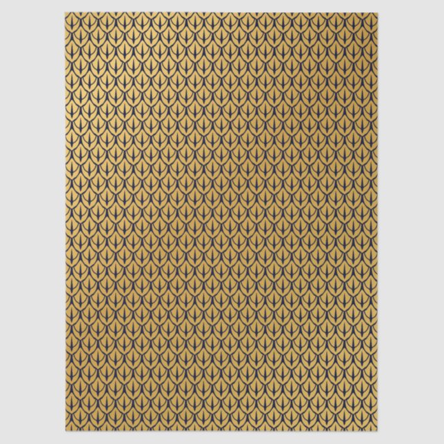 Art Deco Dragon Scales - Blue and Gold Scales Seidenpapier (Vorderseite)