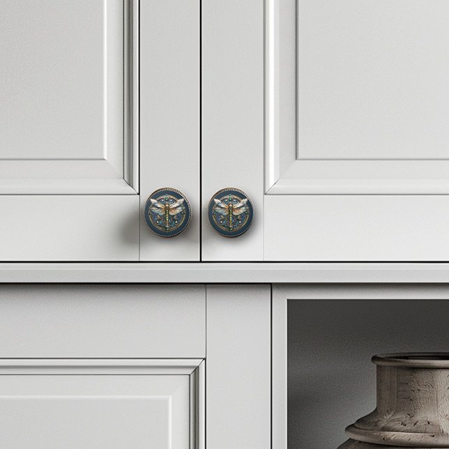 Art Deco Dragonfly Pearls Emeralds Gold Türkis Keramikknauf (Von Creator hochgeladen)