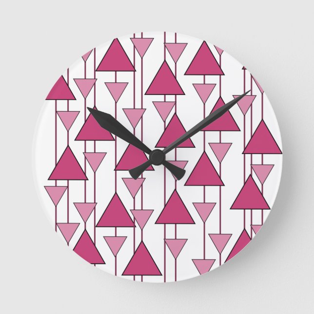 Art-Deco-Dreiecke Runde Wanduhr (Vorderseite)
