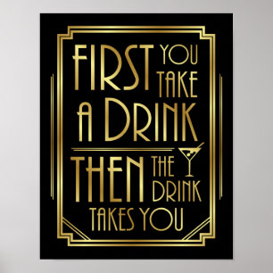 Art Déco DRINK signieren Poster