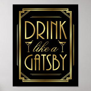Art Déco DRINK WIE GATSBY signiert Print Poster