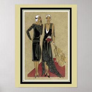 Art Deco Drucken "Red Tepet" 12 x 16 Poster