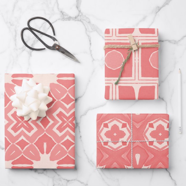 Art-Déco-Duo in rosa Designpapier Geschenkpapier Set (Vorderseite)