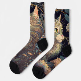 Art Deco Dusty Rose Cat Lover Socken