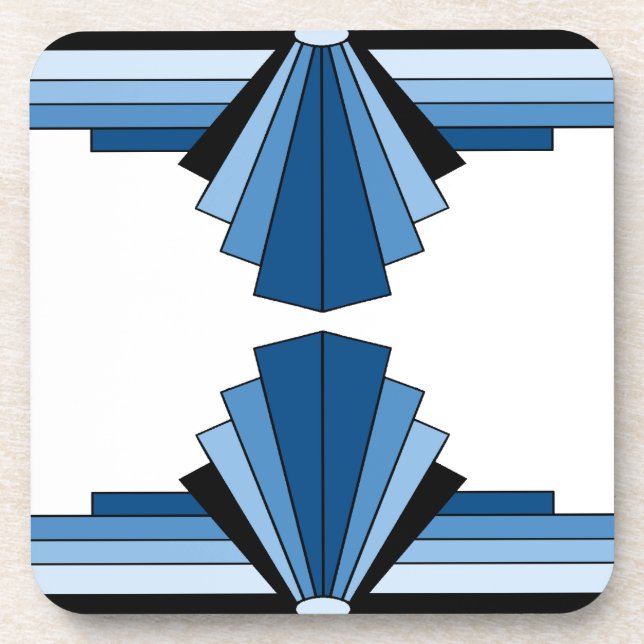 Art-Deco-Ebenen in blau Getränkeuntersetzer (Vorderseite)