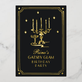 Art Deco Elegant Black Gold 20 Folieneinladung