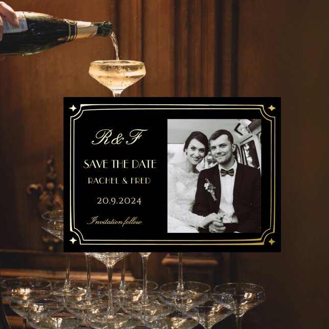 Art Deco Elegant Black Gold 20 Folieneinladung (Von Creator hochgeladen)