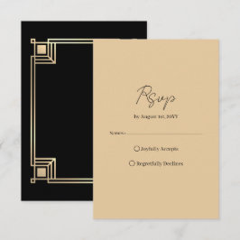 Art Deco Elegant Gold Frame RSVP Karte