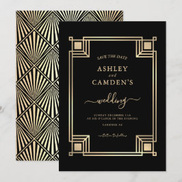 Art Deco Elegant Gold Frame Wedding Save The Date