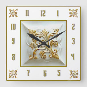Art Deco Elegant Gold Quadratische Wanduhr
