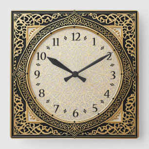Art Deco Elegant Gold Quadratische Wanduhr