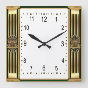 Art Deco Elegant Quadratische Wanduhr