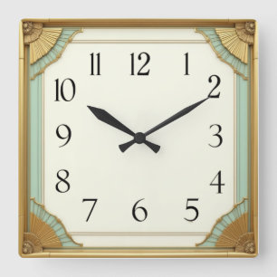 Art Deco Elegant Quadratische Wanduhr
