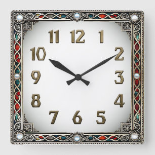 Art Deco Elegant Quadratische Wanduhr