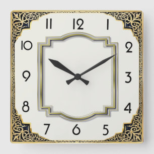 Art Deco Elegant Quadratische Wanduhr