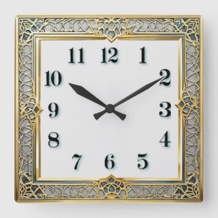 Art Deco Elegant Quadratische Wanduhr