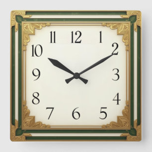 Art Deco Elegant Quadratische Wanduhr