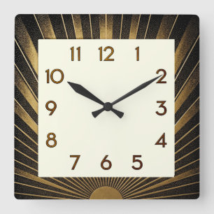 Art Deco Elegant Quadratische Wanduhr