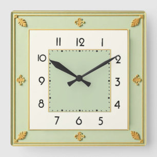 Art Deco Elegant Quadratische Wanduhr