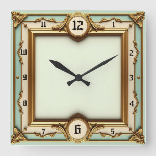 Art Deco Elegant Quadratische Wanduhr