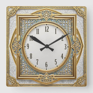 Art Deco Elegant Quadratische Wanduhr