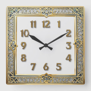 Art Deco Elegant Quadratische Wanduhr