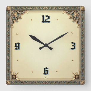 Art Deco Elegant Quadratische Wanduhr