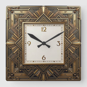 Art Deco Elegant Quadratische Wanduhr