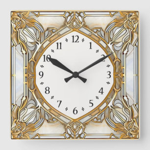 Art Deco Elegant Quadratische Wanduhr