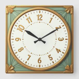 Art Deco Elegant Quadratische Wanduhr