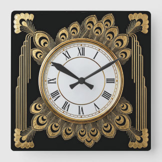 Art Deco Elegant Quadratische Wanduhr