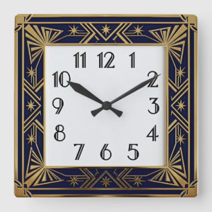 Art Deco Elegant Quadratische Wanduhr