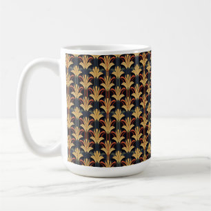 Art Deco Elegant Rot Gold Schwarz Kaffeetasse