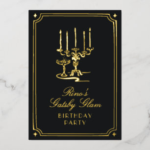 Art Deco Elegant Schwarz Gold 20er Klassische Hoch Folieneinladung