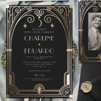 Art Deco Elegante Black Gold 20s Classic Wedding