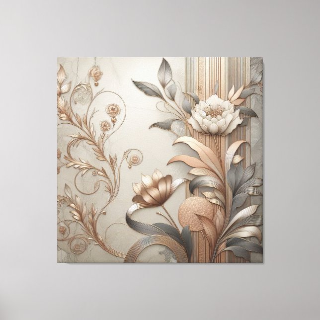 Art Deco: Elegante Botanicals und geometrische Lux Leinwanddruck (Vorderseite)