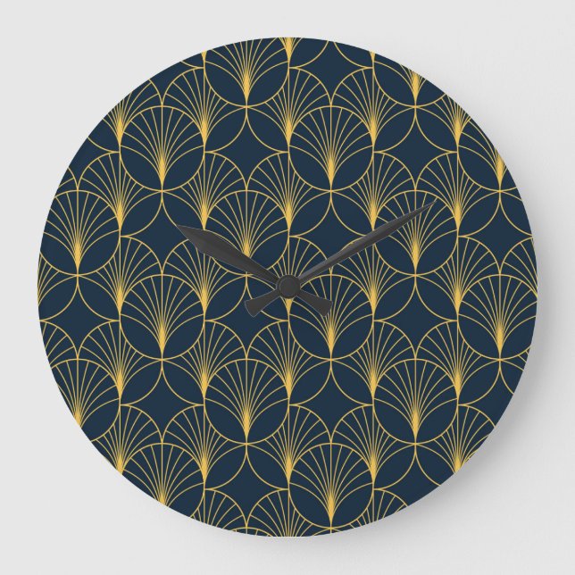 Art Deco Elegante: Fanmotive Große Wanduhr (Vorderseite)