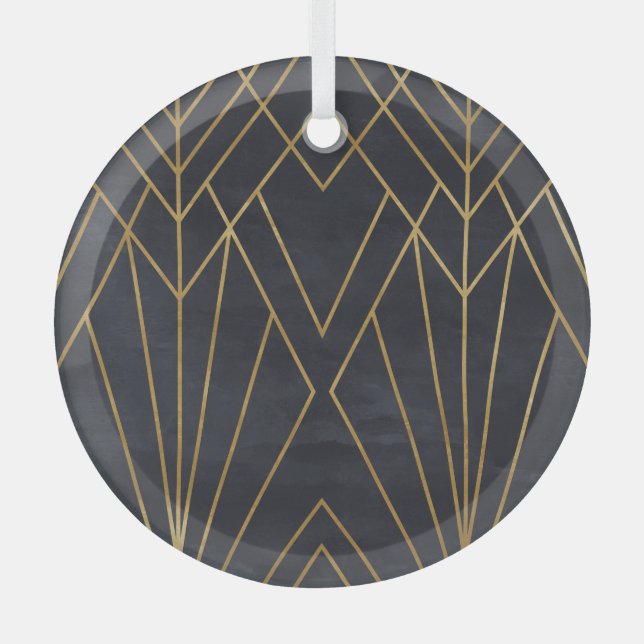 Art Deco Elegante: Geometrischer Glamour Ornament Aus Glas (Vorderseite)