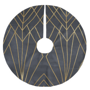 Art Deco Elegante: Geometrischer Glamour Polyester Weihnachtsbaumdecke