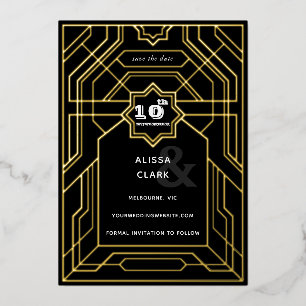 Art Deco Elegante Save the Date Folieneinladung