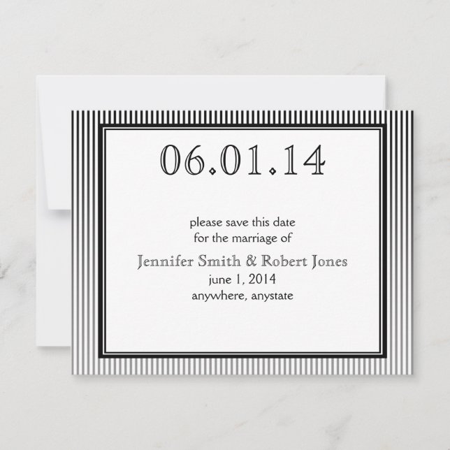 Art Deco Elegante Schwarz und Weiß Save the Date (Vorderseite)