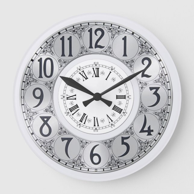 Art Deco Elegante stilvolle Imitate Große Wanduhr (Vorderseite)