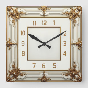 Art Deco Elegantes Weiß Quadratische Wanduhr
