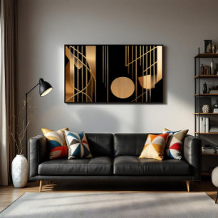 Art Deco Eleganz goldene Linien Leinwanddruck