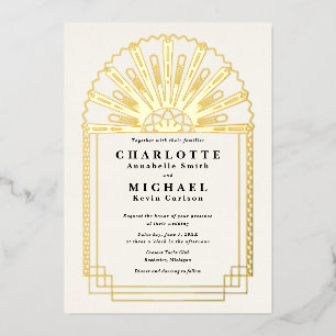 Art Deco Eleganz Hochzeitseinladung Folieneinladung
