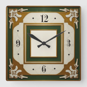 Art Deco Eleganz Quadratische Wanduhr