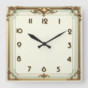 Art Deco Eleganz Quadratische Wanduhr